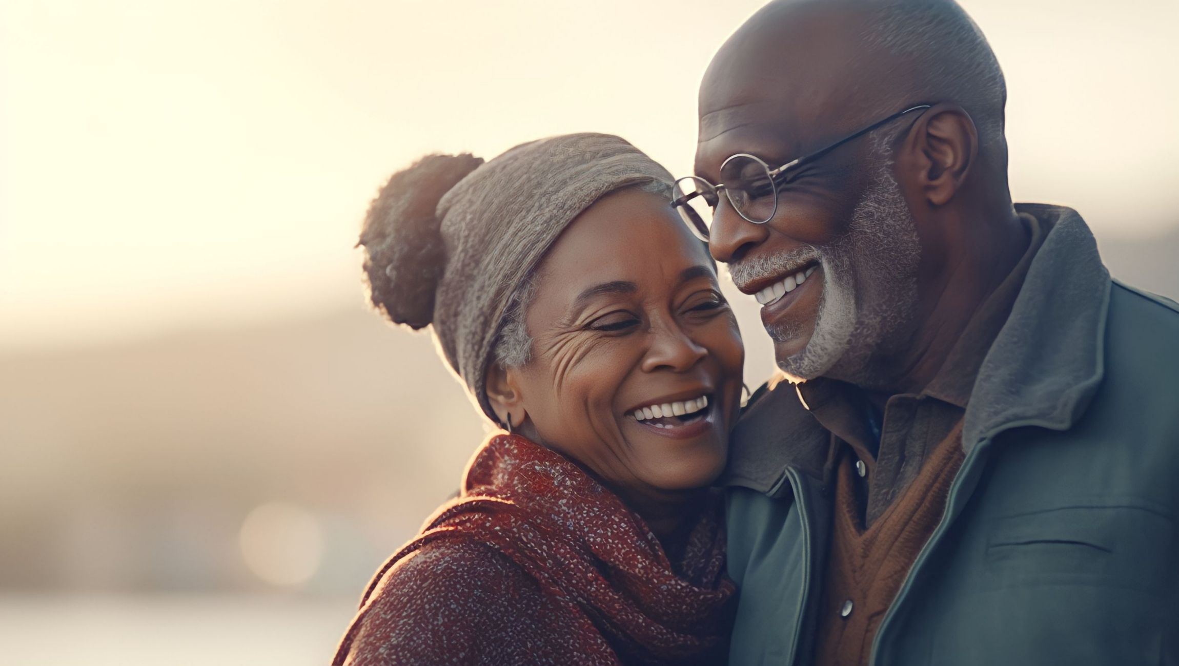 older couple holding each other
