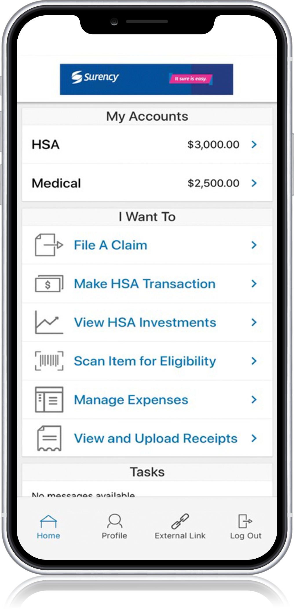 screenshot of the surency flex app