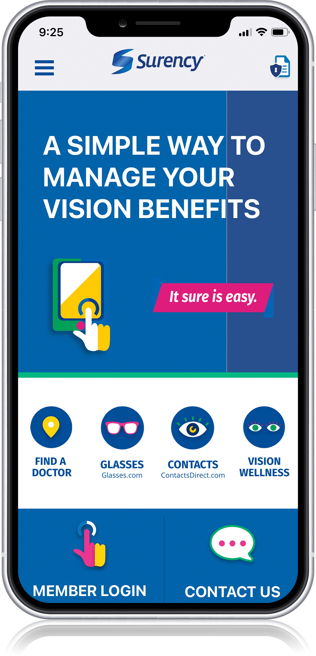 screen shot of the surency vision app