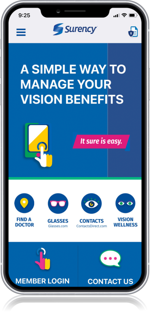 screenshot of surency vision app